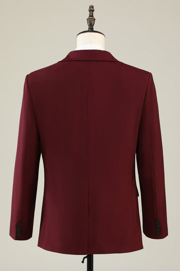 Burgundy Peak Lapel 3 pièces Costumes de soirée pour hommes